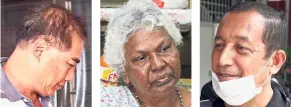  ??  ?? Fed up: (From left) Residents Yong, Saraswathy and Mohd Azmi have all had to suffer with the frequent water disruption­s in Raub.