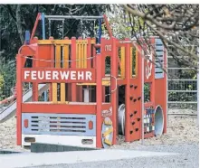  ?? FOTO: STADT ?? Der Kinderspie­lplatz am Dillenburg­er Weg in Eller hat die Feuerwehr als Thema.