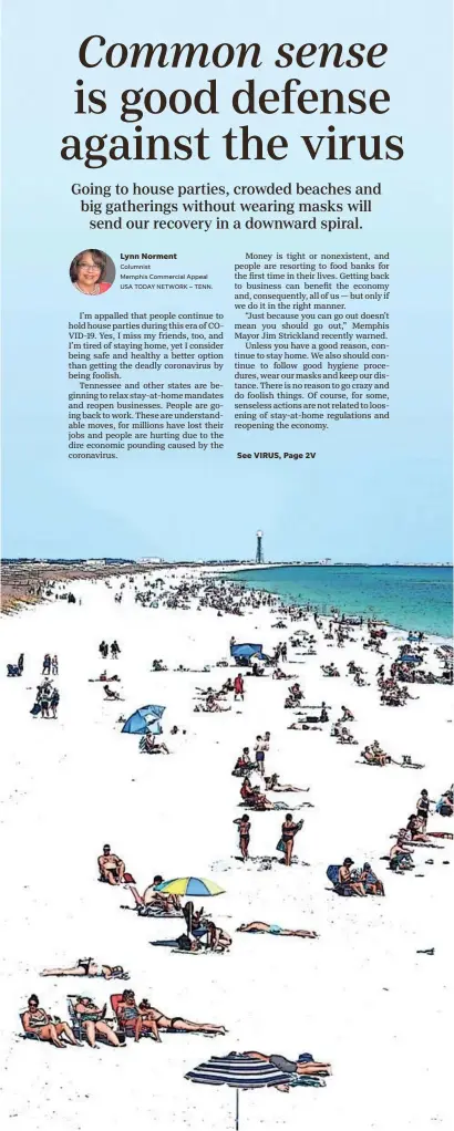  ?? PHOTO BY GREGG PACHKOWSKI/GREGG@PNJ.COM; PHOTO ILLUSTRATI­ON BY USA TODAY NETWORK ?? People enjoy the sun at Navarre Beach as the Santa Rosa County beaches reopen during the coronaviru­s shutdown in Navarre on Friday, May 1, 2020.