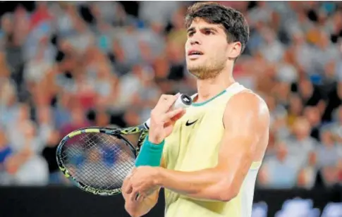  ?? // AFP ?? Alcaraz, durante el partido que le enfrentó a Zverev en el Abierto de Australia