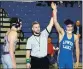  ??  ?? Lower Lake’s Gilberto Orozco needed only 39 seconds to pin his Fort Bragg opponent at 147 pounds during a Coastal Mountain Conference match held nearly a year ago today in Lower Lake.