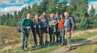  ?? ?? The pilgrims’ progress - Will Bayley, Scarlett Moffatt, Monty Panesar, Louisa Clein, Laurence Lewellyn-Bowen, Shazia Mirza and Nick Hewer.