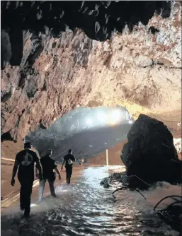  ?? PICTURE: COURTESY OF ELON MUSK VIA AP ?? This photo tweeted by South Africa-born entreprene­ur Elon Musk shows efforts under way to rescue trapped members of a youth soccer team from a flooded cave in northern Thailand. Musk tweeted early yesterday that he had visited the cave and had left a mini-submarine there for future use.