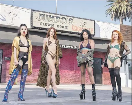 ?? Kent Nishimura Los Angeles Times ?? WITH COVID- 19 closing their workplace, dancers Coco Ono, left, Kitty, Danielle and Reagan had to improvise a Plan B just to survive.