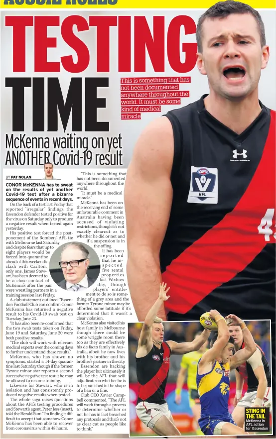  ??  ?? Mckenna in AFL action for Essendon