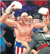  ??  ?? Tyson Fury celebrates his Las Vegas victory.