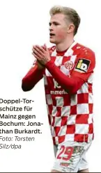  ?? Foto: Torsten Silz/dpa ?? Doppel-torschütze für Mainz gegen Bochum: Jonathan Burkardt.