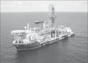  ?? (ExxonMobil photo) ?? The Exxon Mobil drill rig Stena Carron, which is currently in the Stabroek Block.