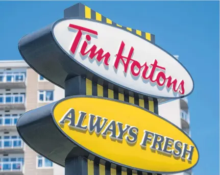  ?? RYAN TAPLIN • THE CHRONICLE HERALD ?? Tim Hortons is facing a lawsuit over data collection issues in the coffee chain's mobile ordering app.