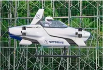  ?? —AFP ?? Air traffic: A driver manning SkyDrive’s SD-03 prototype during a test flight at Toyota test field in Toyota city, Aichi prefecture.