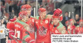  ??  ?? Mark Louis and teammates celebrate his goal PICTURE: Helen Brabon