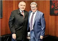  ?? ?? █ El titular de Gobernació­n, Adán Augusto López, se reunió ayer con Ricardo Monreal, líder de los senadores de Morena.