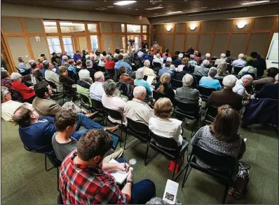  ?? Arkansas Democrat-Gazette/MITCHELL PE MASILUN ?? The crowd listens to a speaker Saturday during the Saving Our Arkansas Heritage event in Little Rock.