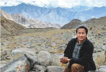  ?? Courtesy: Sonam Wangchuk ?? Sonam Wangchuk at 4,000 metres in Ladakh. The engineer runs Students’ Educationa­l and Cultural Movement (Secmol), an alternativ­e school in Jammu &amp; Kashmir’s Ladakh region.
