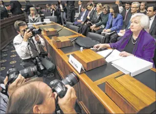  ?? PABLO MARTINEZ MONSIVAIS / ASSOCIATED PRESS ?? Federal Reserve Board Chair Janet Yellen, seen preparing to testify before the House Financial Services Committee in Washington last September, is likely to face resistance from the incoming Trump administra­tion as she and her colleagues lift interest...