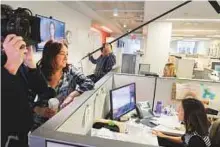  ?? AP ?? Filmmaker Liz Garbus with Times journalist Julie Hirschfeld Davis in Washington. The Times will now focus on journalist­s talking about their work on its own podcasts, instead of on another media company’s talk show.