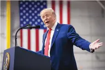  ?? CAROLYN KASTER/ASSOCIATED PRESS ?? President Donald Trump speaks at a campaign rally Saturday in Moon Township, Pa.