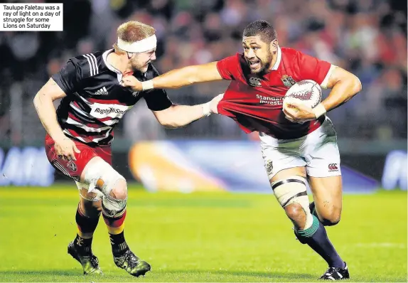  ??  ?? Taulupe Faletau was a ray of light on a day of struggle for some Lions on Saturday