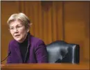  ?? ANNA MONEYMAKER / THE NEW YORK TIMES ?? Sen. Elizabeth Warren, D-mass., speaks during a Feb. 3 hearing with the Senate Health, Education, Labor and Pensions committee on Capitol Hill. Warren introduced legislatio­n on Monday that would tax the net worth of the wealthiest people in America, a proposal aimed at persuading President Joe Biden and other Democrats to fund sweeping new federal spending programs by taxing the richest Americans.