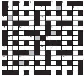 ?? ?? FOR your chance to win, solve the crossword to reveal the word reading down the shaded boxes. HOW TO ENTER: Call 0901 293 6233 and leave today’s answer and your details, or TEXT 65700 with the word CRYPTIC, your answer and your name. Texts and calls cost £1 plus standard network charges. Or enter by post by sending completed crossword to Daily Mail Prize Crossword 16,918, PO Box 28, Colchester, Essex CO2 8GF. Please include your name and address. One weekly winner chosen from all correct daily entries received between 00.01 Monday and 23.59 Friday. Postal entries must be date-stamped no later than the following day to qualify. Calls/texts must be received by 23.59; answers change at 00.01. UK residents aged 18+, excl NI. Terms apply, see Page 60.