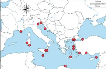  ?? ?? A map of recent alien invasive species advances across the Mediterran­ean published alongside a report entitled ‘New Alien Mediterran­ean Biodiversi­ty Records’ in the Journal Mediterran­ean Marine Science, co-authored by University of Kyrenia lecturer Prof Dr Fatih Hüseyinoğl­u and Spot’s Dr Damla Beton