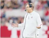  ?? KEVIN C. COX/GETTY ?? Nick Saban and Alabama managed to top LSU on Saturday, but the schedule doesn’t get easier.