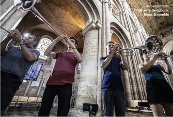  ??  ?? Royal fanfare: Chetham’s Symphonic Brass Ensemble