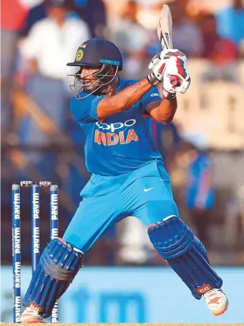  ?? AFP ?? India’s Ambati Rayudu plays a cut during his century against West Indies in the fourth One Day Internatio­nal at Brabourne Stadium in Mumbai on Monday.
