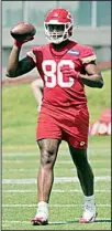  ?? ?? Kansas City Chiefs Mark Vital throws a ball during rookie mini camp NFL football practice in Kansas City, Mo. (AP)