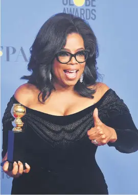  ?? Picture: AFP ?? GOOD TO GO? Actress and TV talk show host Oprah Winfrey during the 75th Golden Globe Awards on Tuesday.