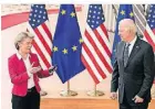  ?? FOTO: DPA ?? Ursula von der Leyen und Joe Biden beim EU-USA-Gipfel 2021.