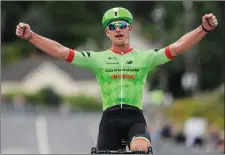  ??  ?? Ryan Mullen winning the Elite Men Road Race; TOP: the peloton makes its way through Ferrycarri­g.