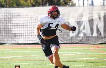  ?? KRISTIAN CARREON ?? San Diego State’s Caden Mcdonald is a first-team all-mountain West returner at linebacker.