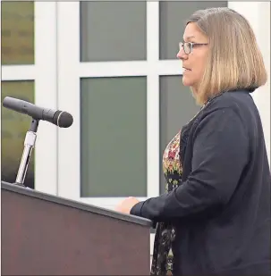  ?? / Adam Cook ?? Catoosa County Human Resources Director Ann Cain discusses change in the county’s paid time off policy during the Nov. 6 Board of Commission­er’s meeting.