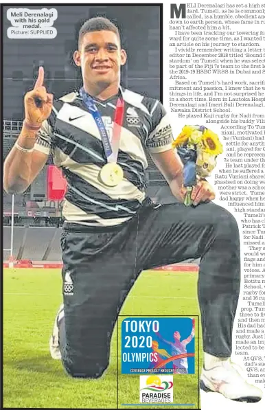  ?? Picture: SUPPLIED ?? Meli Derenalagi with his gold medal.