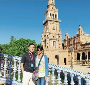  ??  ?? Lim enjoying a holiday with his wife at the Plaza de España in Seville, Spain.