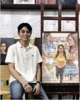  ?? ?? EDWARD Russel Romero with his artwork ‘Nak, Uuwi Na Si Mama.’