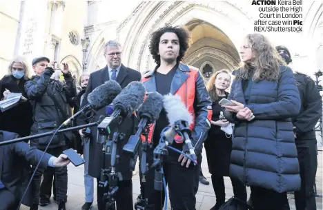  ?? Pic ?? ACTION Keira Bell outside the High Court in London after case win REX/Shuttersto­ck