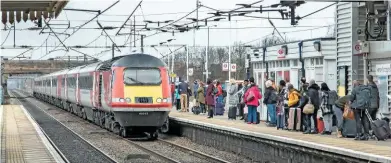  ?? JOHN STRETTON. ?? Virgin Trains East Coast 43313 arrives at Newark Northgate on March 9, with the 1202 York-London King’s Cross. High Speed Trains will soon be withdrawn by both VTEC and Great Western Railway, but could a future in freight await them?