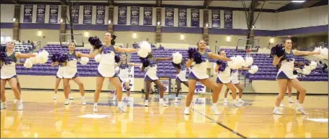  ?? Michael Shine/News-Times ?? Go Wildcats: El Dorado's cheerleade­rs perform Tuesday at the annual Murphy Oil Corporatio­n/Murphy USA Meet the Wildcats presentati­on. The event was held at the Wildcat Arena.