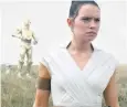  ??  ?? Junior Jedi Rey, played by Daisy Ridley, is resurrecte­d in her heroine role