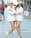  ??  ?? Meter Maids Jenny Blankenste­in and Taila Pereiva rug up.
