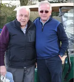  ?? Picture: Ken Finegan ?? Jack Duffy and Donal Clarke at the Captains’ Drive-in held at Ardee Golf Club.