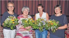  ??  ?? Für sie endete nach den Sommerferi­en die Zeit als Lehrerinne­n an der MES: (v. l.) Marianne Jung, Jutta Löwe, Claudia Rattei-Faude und Gertrud Zaiser.