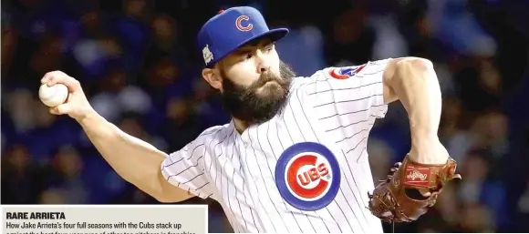  ??  ?? Jake Arrieta allowed one earned run and three hits and struck out nine in 6⅔ innings in Game 4. | GETTY IMAGES