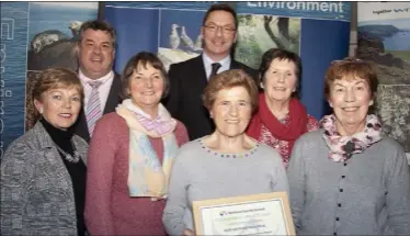  ??  ?? Breda Nolan, Margaret O’Gorman, Dymphna Kelly, Peggy Doyle and Breda Banville from Camross ICA Guild with Cllr George Lawlor and Cllr Michael Sheehan.