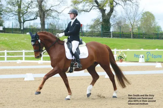  ??  ?? Ben Smith and the fizzy Voltaire son Faran post plus-65% in their second advanced medium