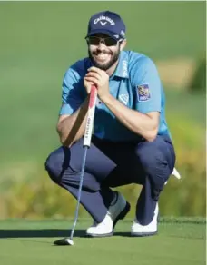  ?? JEFF GROSS/GETTY IMAGES FILE PHOTO ?? Hadwin smiles more on the short grass with putting nightmares put to bed.