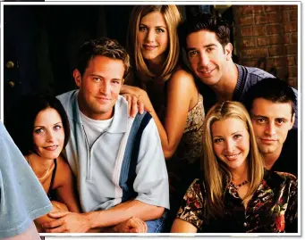  ?? ?? HAPPIER DAYS: Matthew Perry, second left, with the cast of Friends