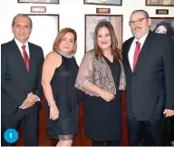  ??  ?? 1. Jaime y Virginia Gómez con Conchis y Luis Bolaños.
2. María José con sus padres, Jesús López y Ana Piñera.
3. Matrimonio­s González, García y Medina.
4. El distinguid­o Comité de Damas del CRC, con Carla Karen Barrientos y María José Piñera.
5....